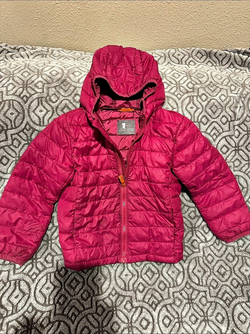 Primary Girls Pink Hooded Puffer Size 4-5T